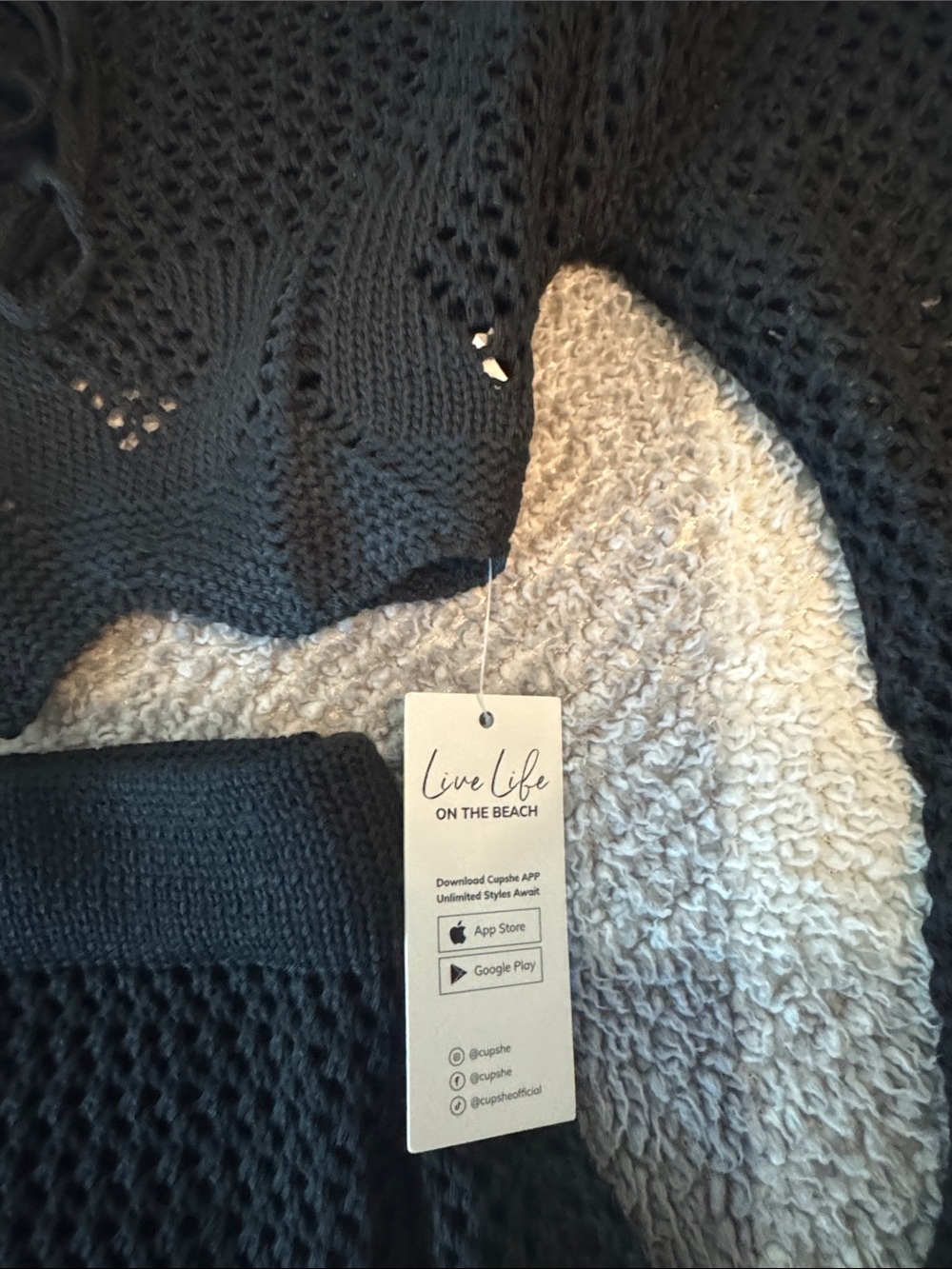 Cupshe Black Crochet Two-Piece Swim Cover Up Set - Picture 5 of 5